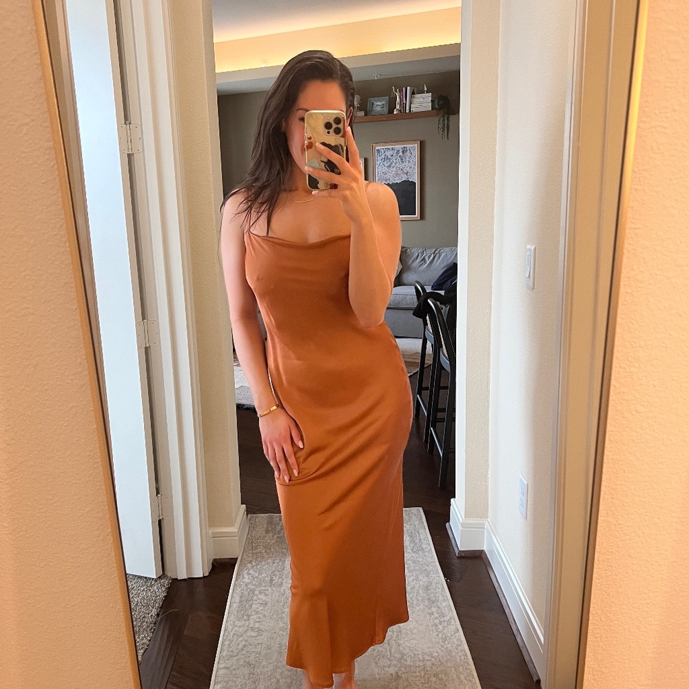 Express Orange Silk Dress